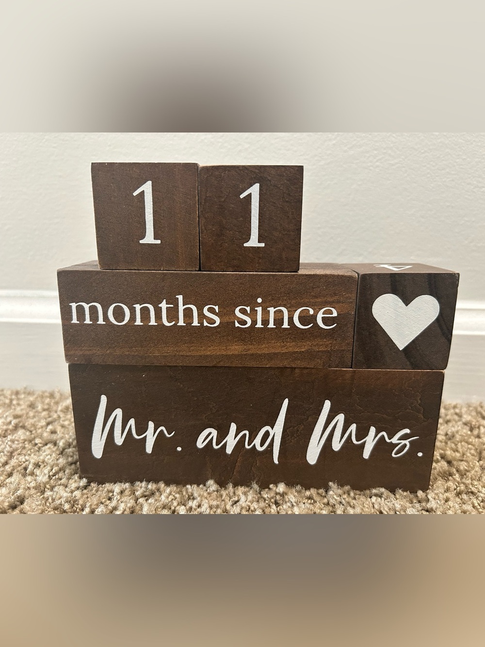 Mr. and Mrs. Wedding Countdown Blocks - Brown and White - Picture 4 of 4